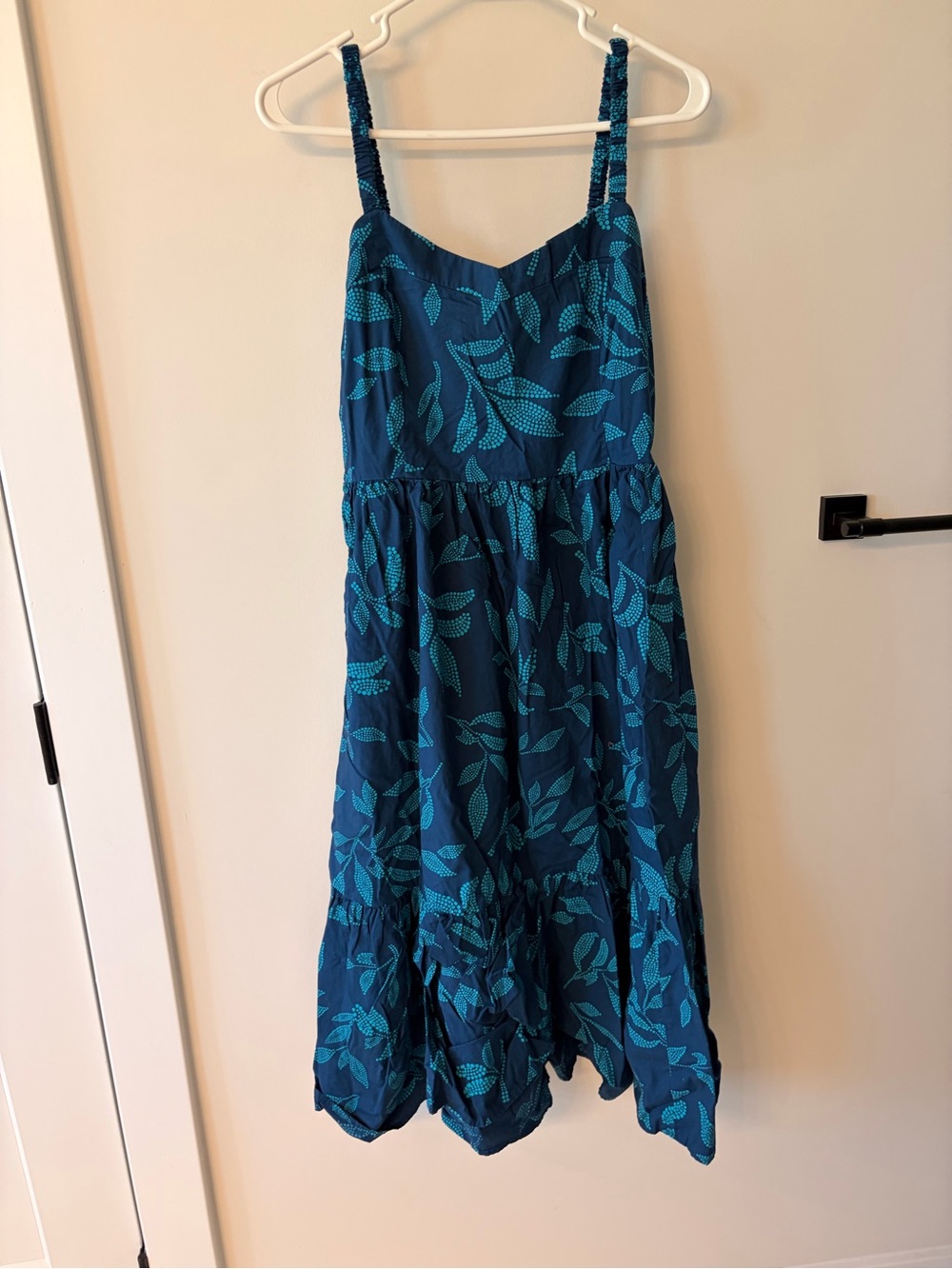 J. Crew Teal Leaf-Print Sundress
